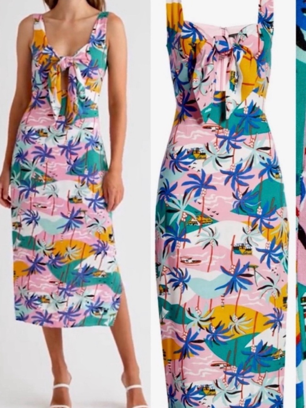 Sam Edelman Pink Multi Tropical Tie-Front dress